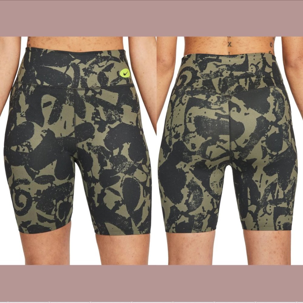 NWT‎ $55 Nike [ Small ] One Luxe Icon Clash Mid-Rise Training Bike Shorts #5214